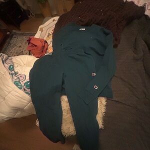 Champion Women's Teal Green Sweatshirt & Joggers Set